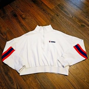 K-Swiss Forever 21 Plus White Crop Sweatshirt Top Quarter Zip Women's US 1X